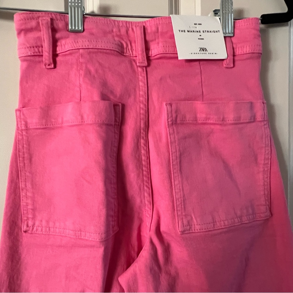 NWT Zara Marine Straight Jeans - Hot Pink